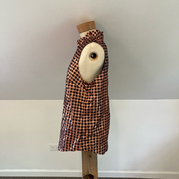 J. Crew Ruffleneck  Copper sleeveless top in Lurex® crinkle gingham - Picture 6 of 14